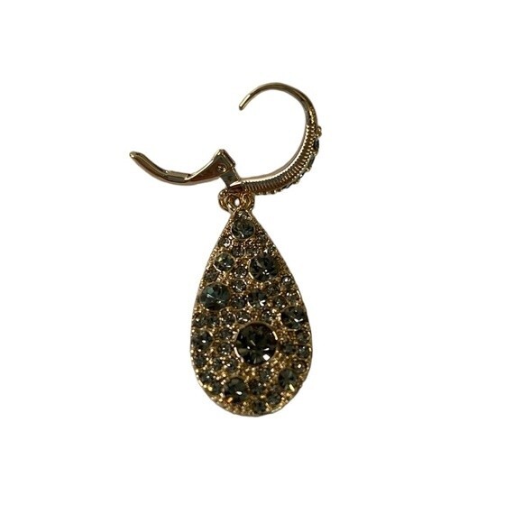 Givenchi Crystal Scattered Pave Tear Drop Earrings Gold Tone French Wire Closure - Picture 2 of 9